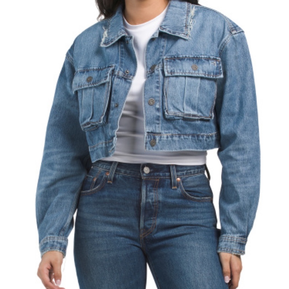 HIDDEN Cropped Blue Denim Jacket - Women Sz M
